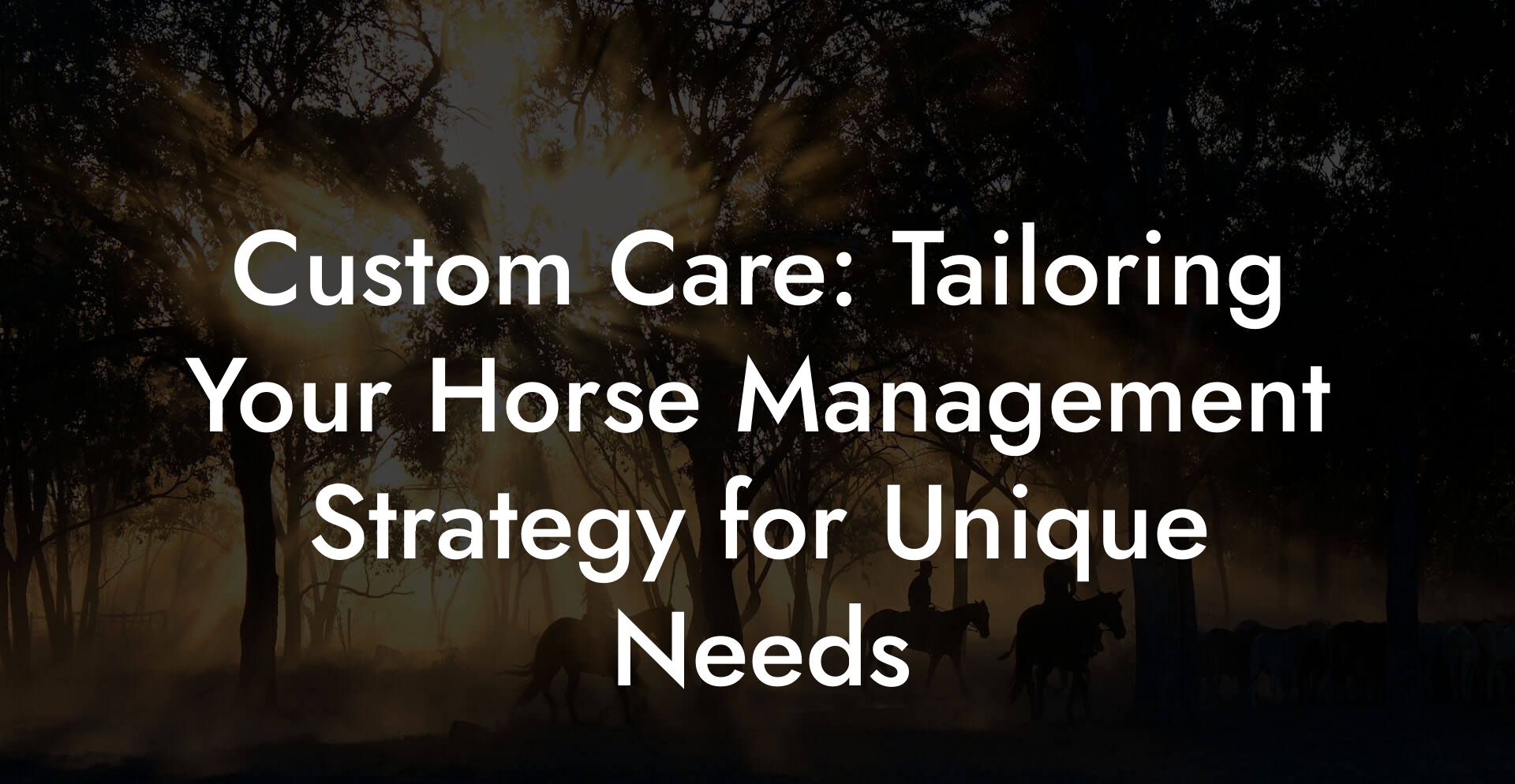 Custom Care: Tailoring Your Horse Management Strategy for Unique Needs