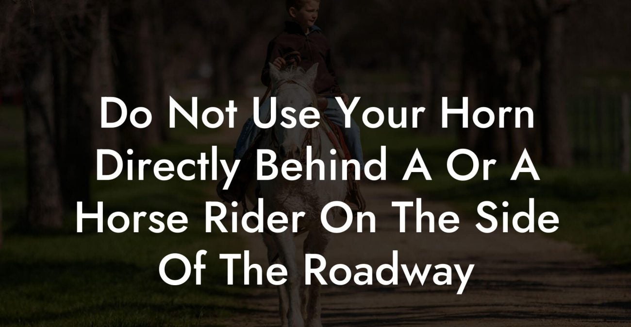 Do Not Use Your Horn Directly Behind A Or A Horse Rider On The Side Of The Roadway