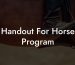 Handout For Horse Program