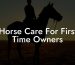 Horse Care For First Time Owners