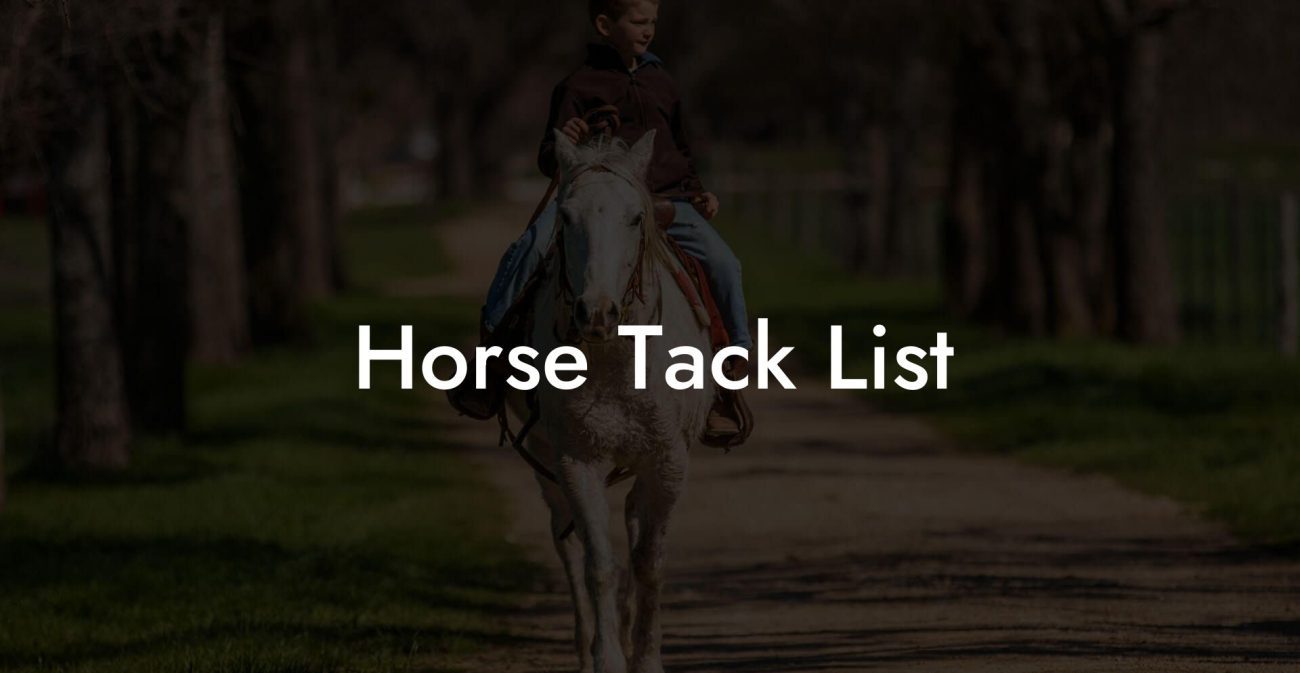 Horse Tack List