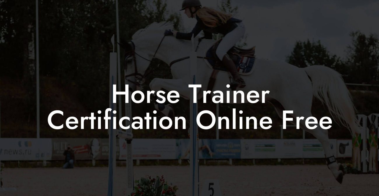 Horse Trainer Certification Online Free