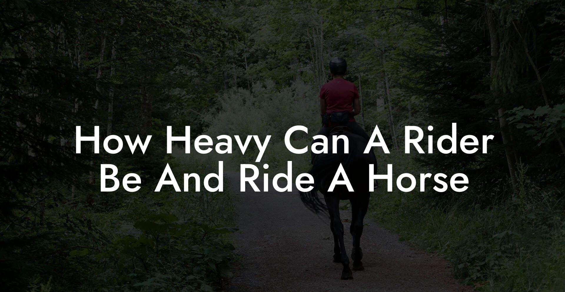How Heavy Can A Rider Be And Ride A Horse