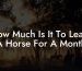 How Much Is It To Lease A Horse For A Month