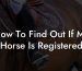 How To Find Out If My Horse Is Registered