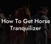 How To Get Horse Tranquilizer