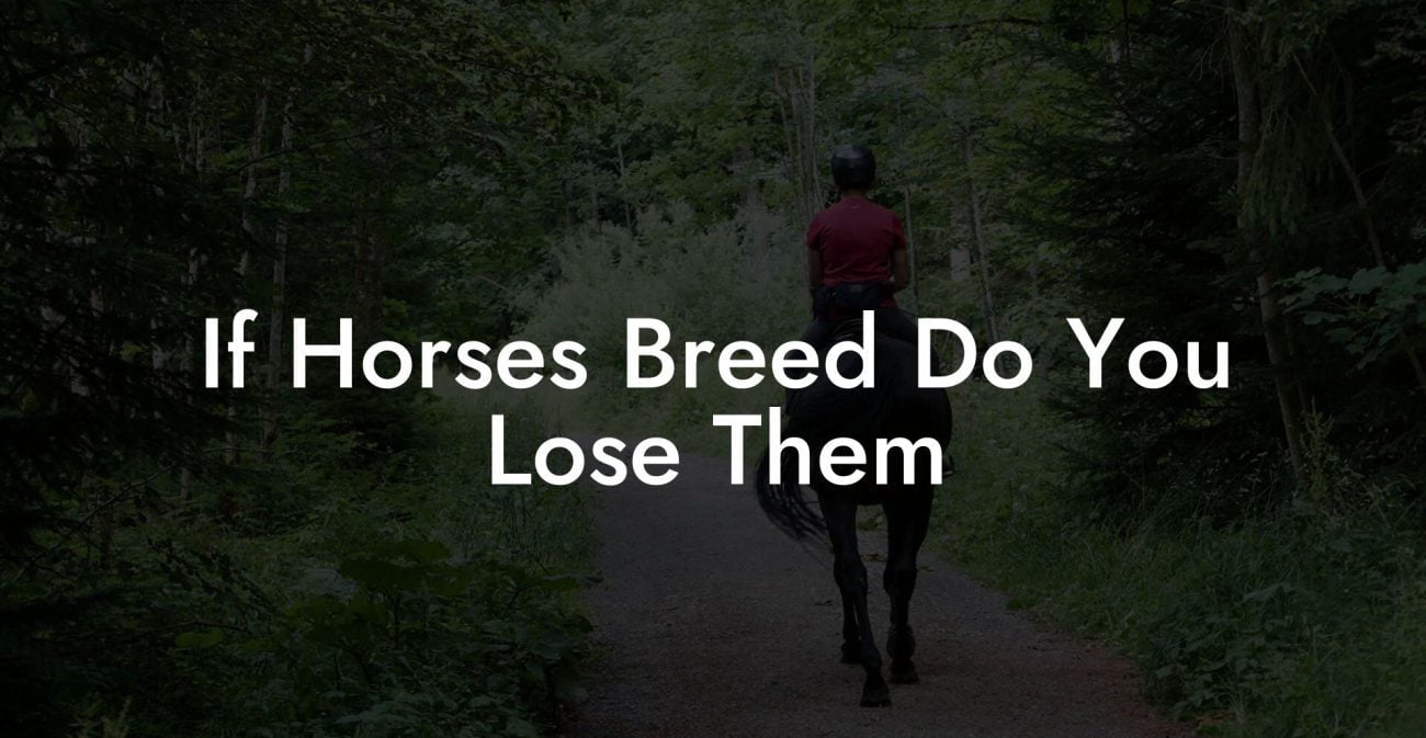 If Horses Breed Do You Lose Them