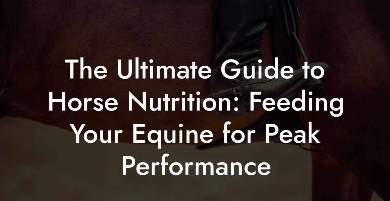 The Ultimate Guide to Horse Nutrition: Feeding Your Equine for Peak Performance