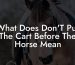What Does Don'T Put The Cart Before The Horse Mean