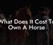What Does It Cost To Own A Horse