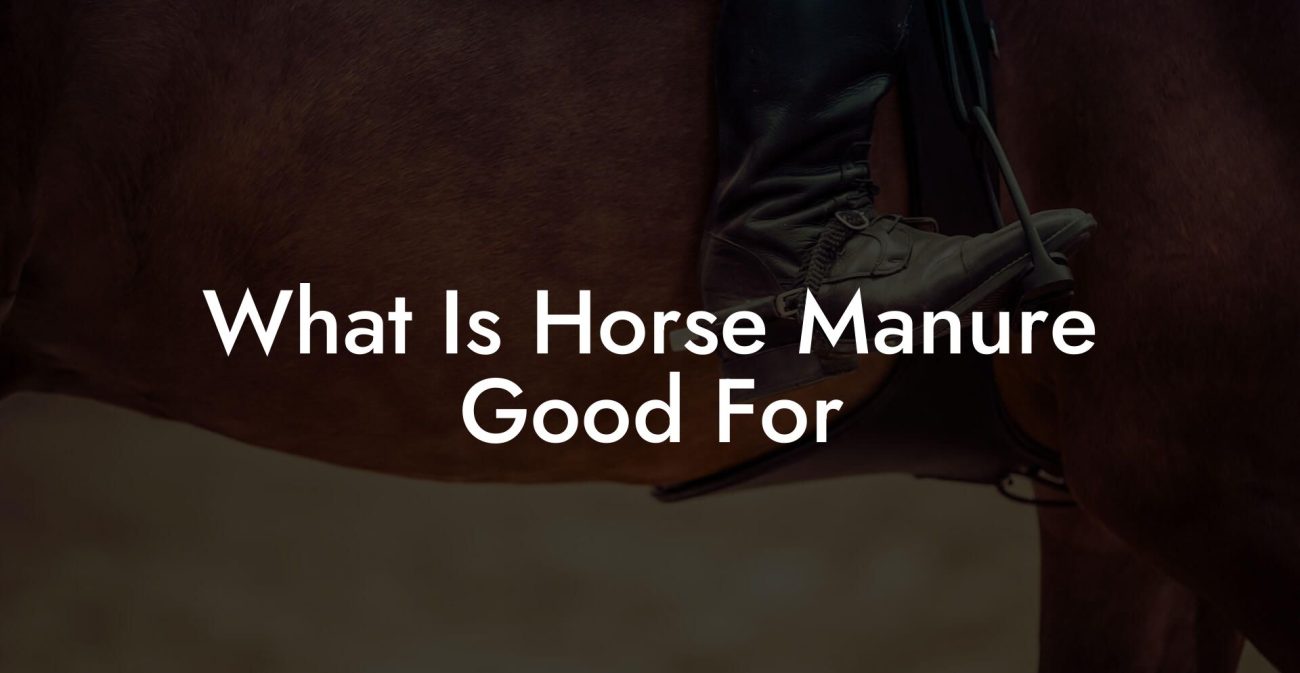 What Is Horse Manure Good For